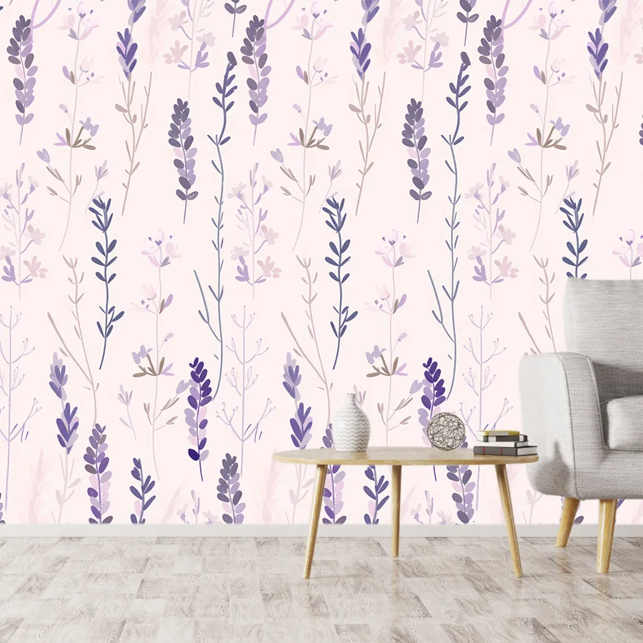 

Adhesive Peel and Stick Wallpapers Optional for Living Room Contact Wall Papers Home Decor Floral Minimalist Lavender Covering