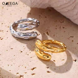 316L Stainless Steel Rings For Women Gold Silver Color Natural Bumpy Texture Waterproof No Tarnish Women's Aesthetic Finger Ring