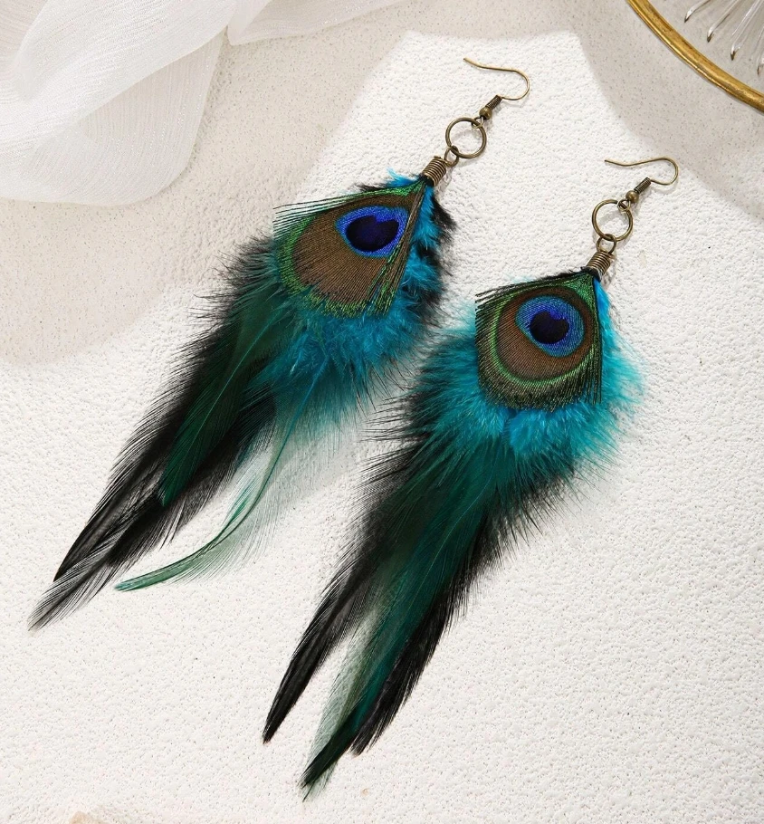 Long Feather Earrings For Women Boho Feather Dangle Earrings Natural Feather Earrings Black Feather Earrings