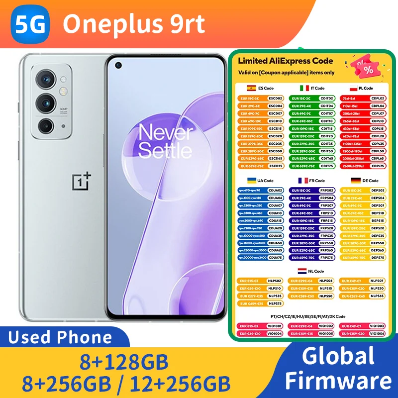 OnePlus 9 RT 9RT Android 5G ROM 128 ГБ/256 ГБ Смартфон Процессор Snapdagon 888 48 МП Камера Все цвета используется телефон