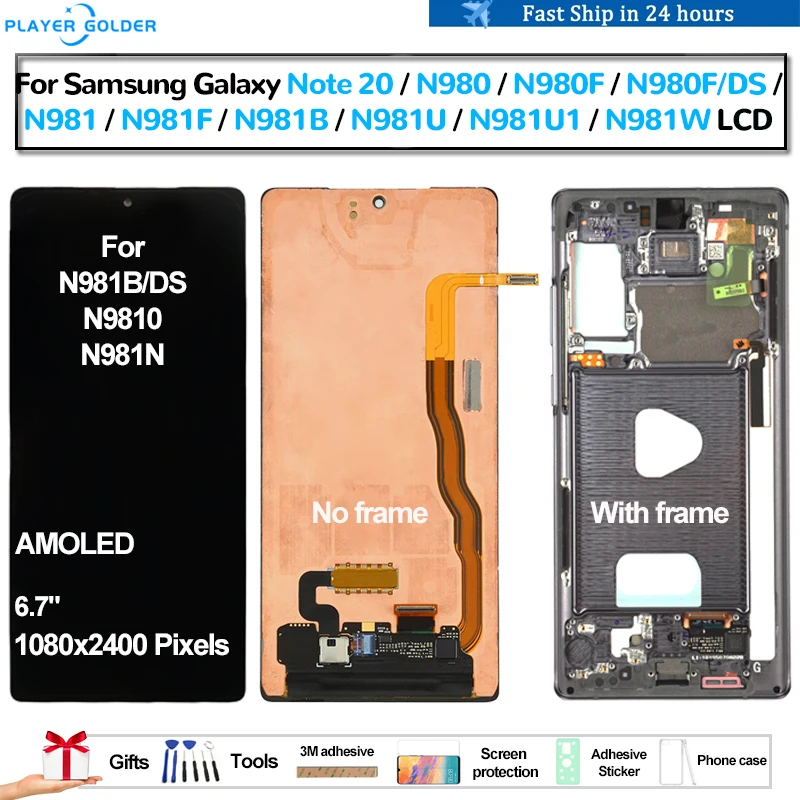 AMOLED For Samsung Galaxy Note 20 Note20 N980 N980F N981 N981F N981B Pantalla lcd Display Touch Panel Screen Digitizer Assembly