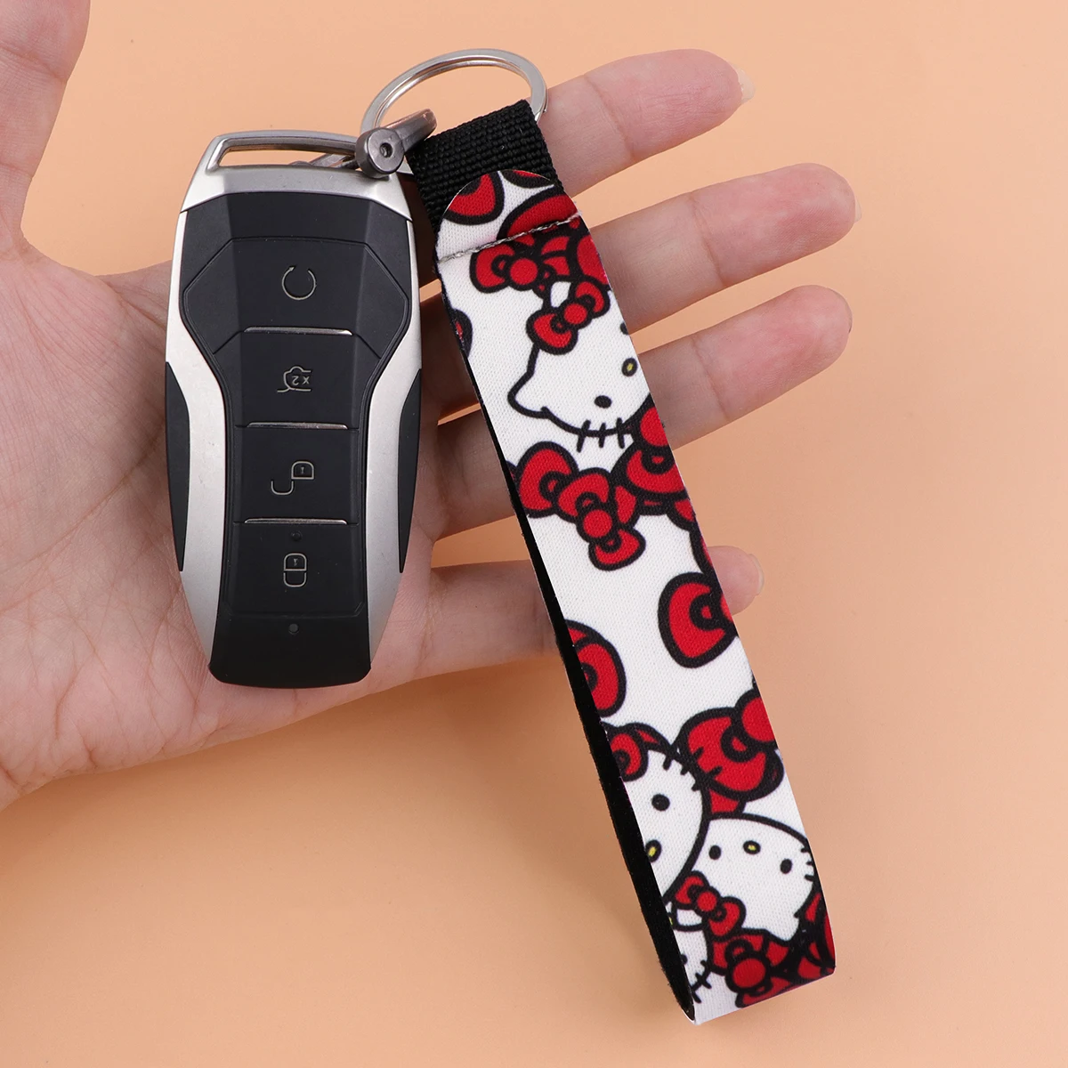 Cinturini da polso per cani con coniglio rosa Kawaii Cartoon Donna Ragazza Portachiavi Portachiavi Portachiavi per accessori per catena da polso per auto