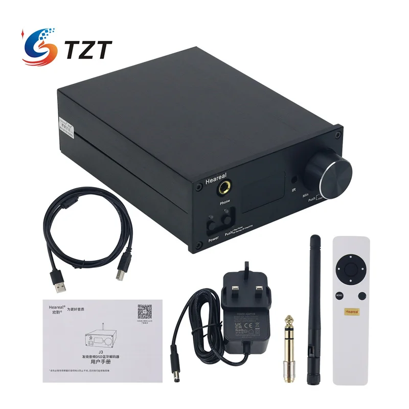 

TZT J3 Bluetooth Audio Decoder Wireless Receiver DAC 9038 Optical Fiber Coaxial Power Amplifier without/with USB Input