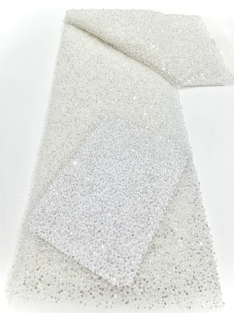 Ultime perline pesanti perla pizzo africano 2025 paillettes di alta qualità nigeriano francese tulle tessuto ricamo per abito da donna