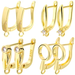 Juya DIY Copper Anti-allergenic Earwire Hooks 18K Gold Plated Basic Fashion Women's Earring Making Fastener Fixtures Accessories