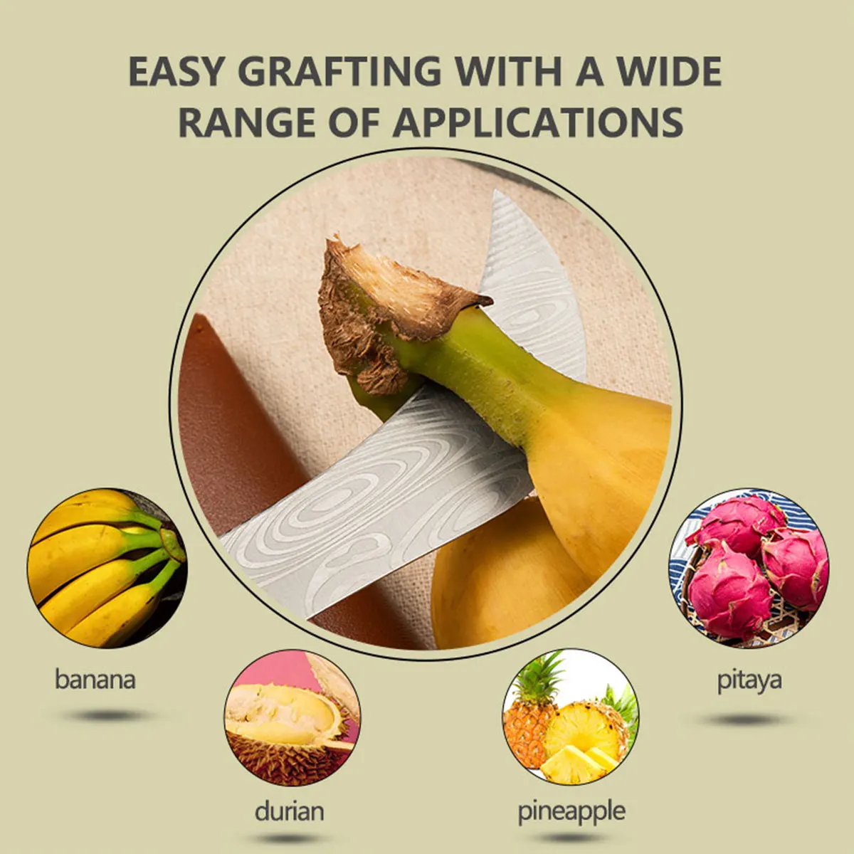 سكين شفرة منحنية دمشق، أداة تقطيع الموز الاحترافية وتقشير الفاكهة، منجل تقشير بمقبض من الخشب الصلب للمطبخ