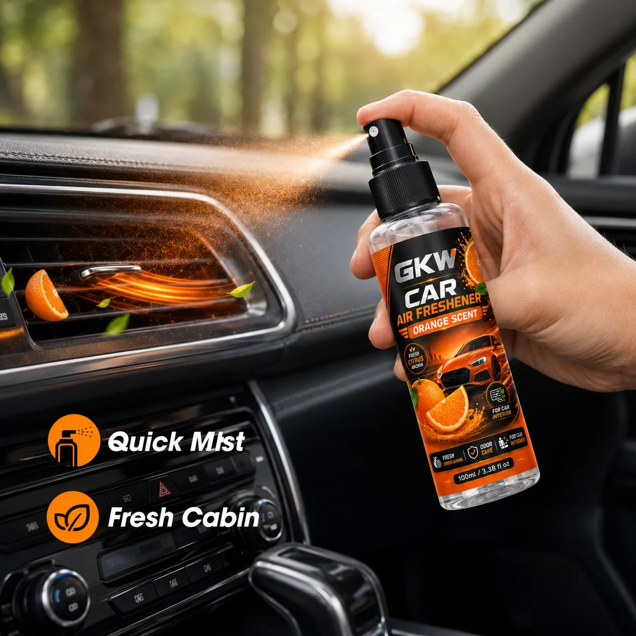 Orange-Flavored Car Fragrance, Car Air Freshener, Long-Lasting Odor Removal, Car Aromatherapy Ornament, Smoke Odor Removal, Deodorization