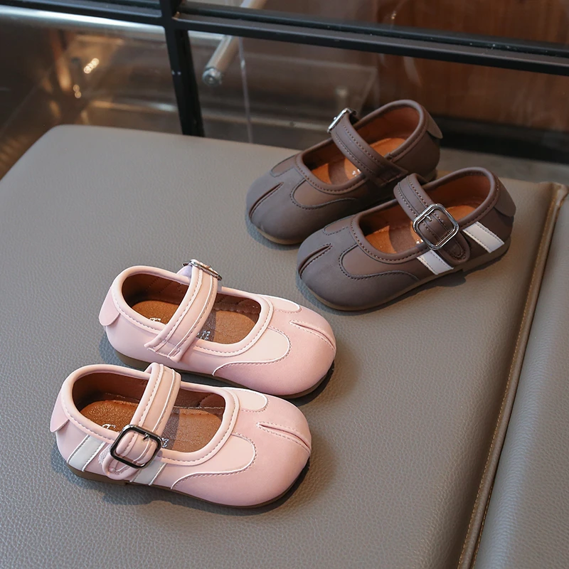 

Girls' Leather Shoes 2025 Spring/Autumn New Shallow Mouth Soft Sole Korean Version Kid's Casual Shoes Non-slip Children's Shoes