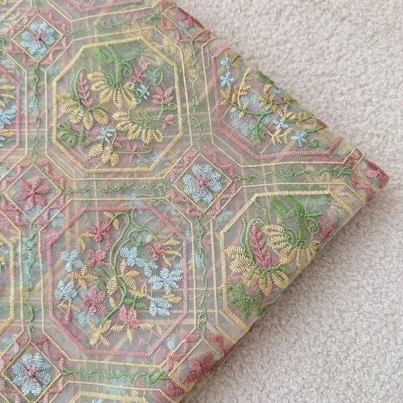 

Винтажное женское платье из ткани из органзы с цветочной вышивкой, солнцезащитный жилет, детская одежда, материал во дворе