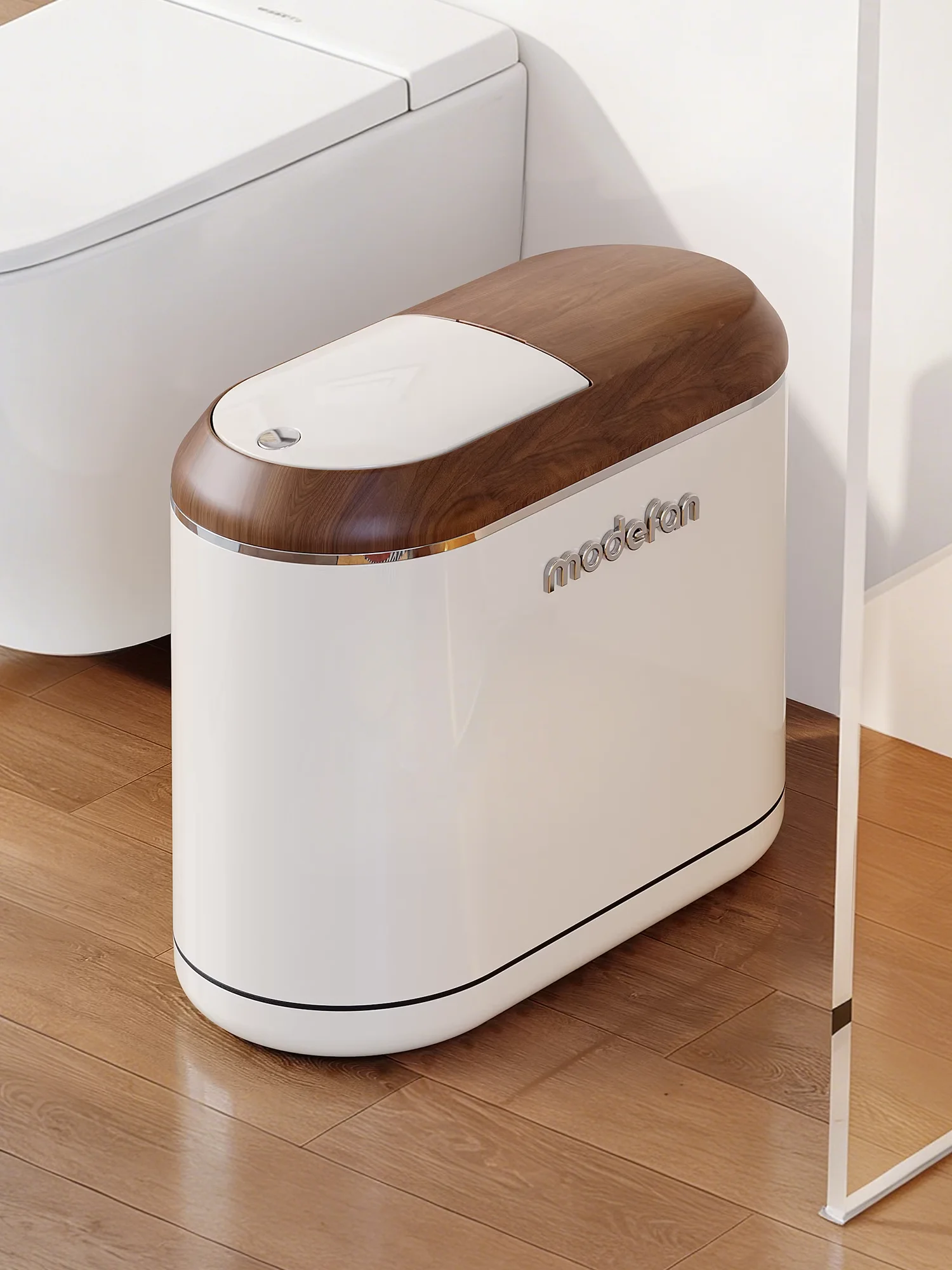 

WW high-value bathroom clip narrow slot trash can antique home living room toilet large capacity with lid with wheel basket