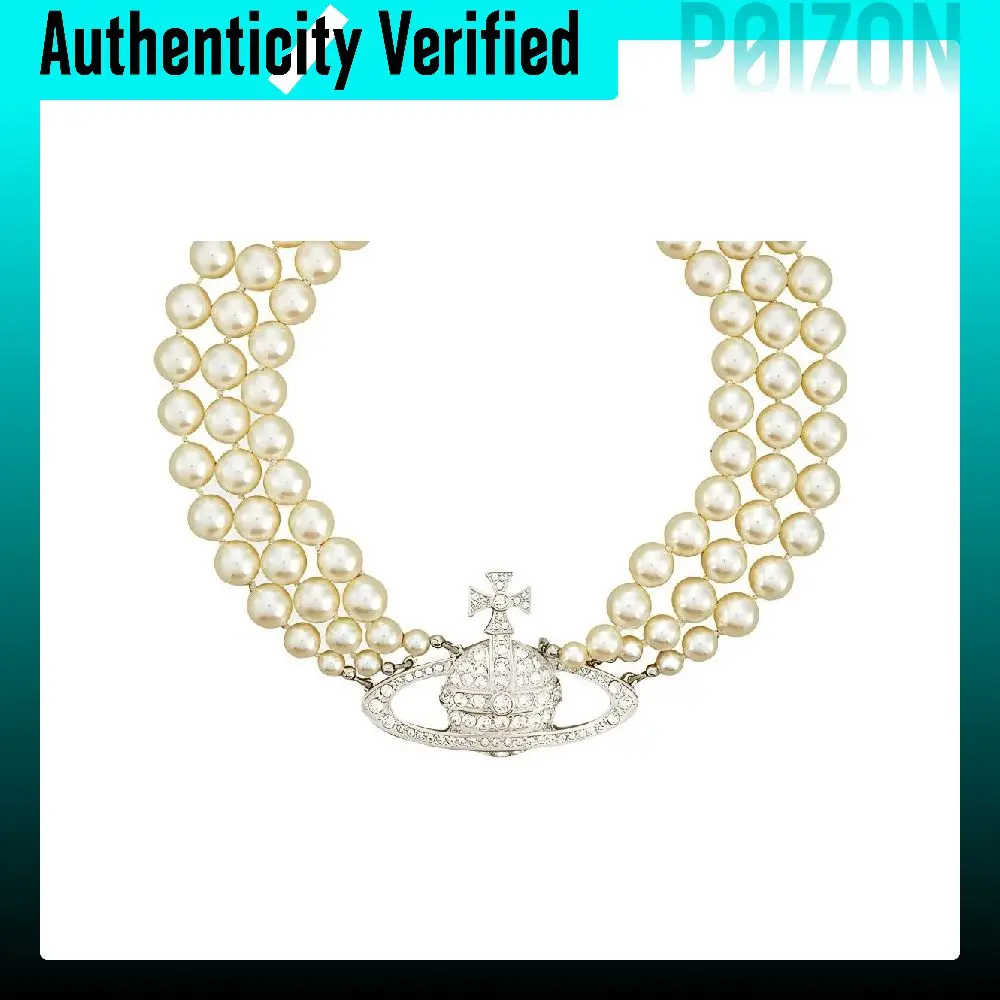 Vivienne Westwood Brass Crystal Necklaces Women's Silver 6303000702P127P127