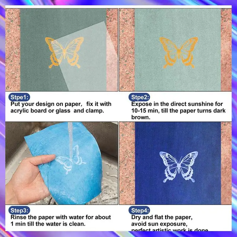 

Sun Print Paper Kit,Cyanotype Paper,60 Sheets Cyanotype Paper With 4 Sheet Acrylic Panel,Activated Printing Art Paper