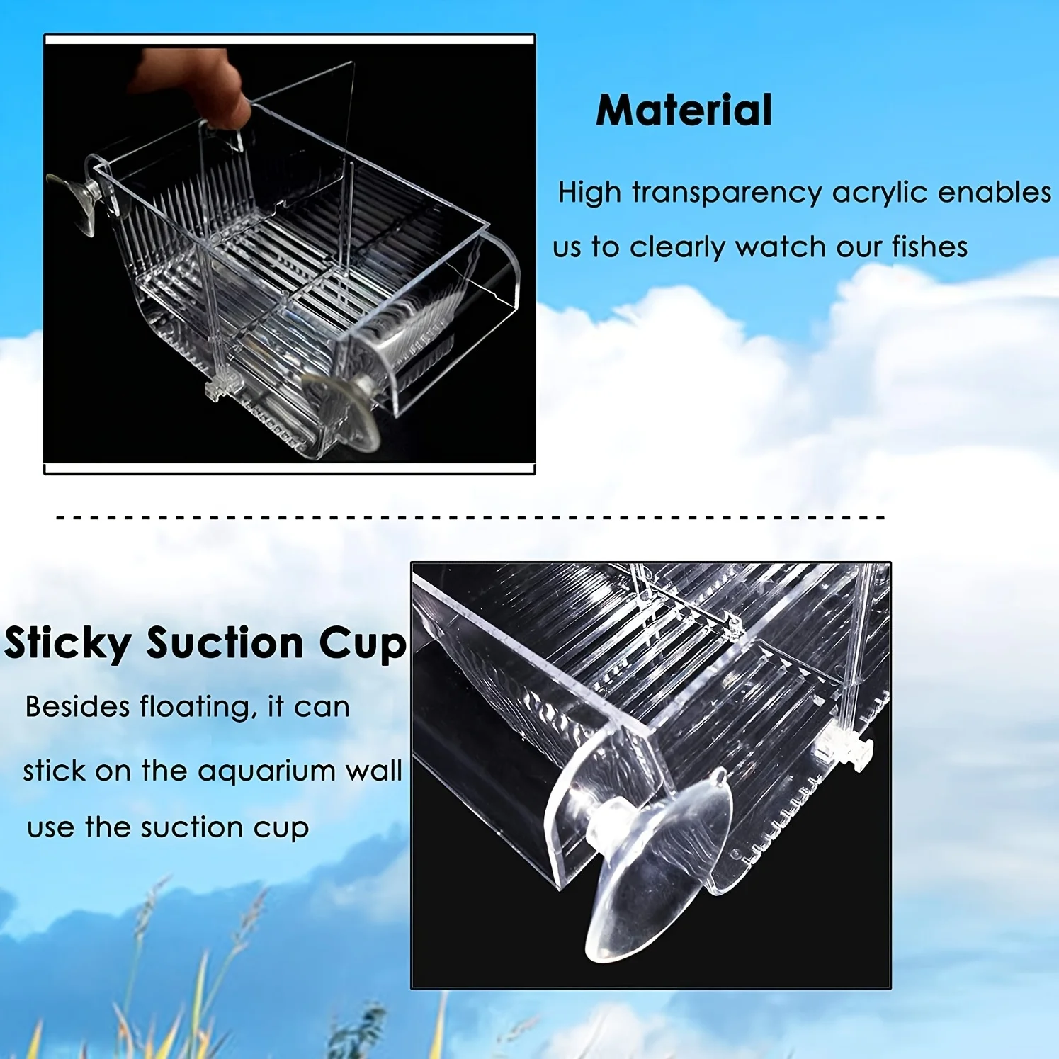 Fish breeding box, acrylic fish isolation box, with suction cups, aquarium incubator, suitable for baby fish, shrimp, clownfish,