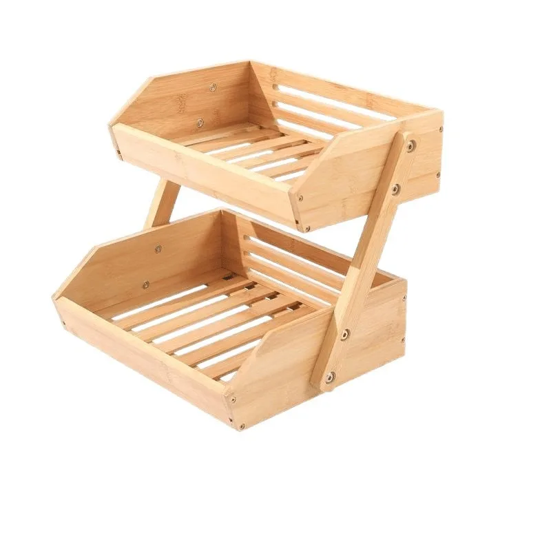 Wooden storage rack Living room Kitchen desktop Fruits and vegetables Multi-layer fruits and vegetables