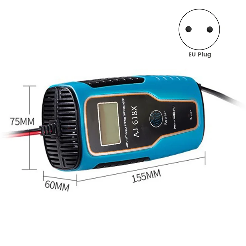 For Car Motorcycle 6A 12V European Standard Plug Battery Charger Power Pulse Repair Charging Lead Acid EU Plug