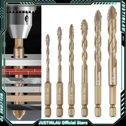 JUSTINLAU-brocas hexagonales para mampostería, vástago 1/4, taladro cruzado de Metal de acero y titanio para vidrio, cerámica, hormigón, ladrillo, herramienta de broca dura