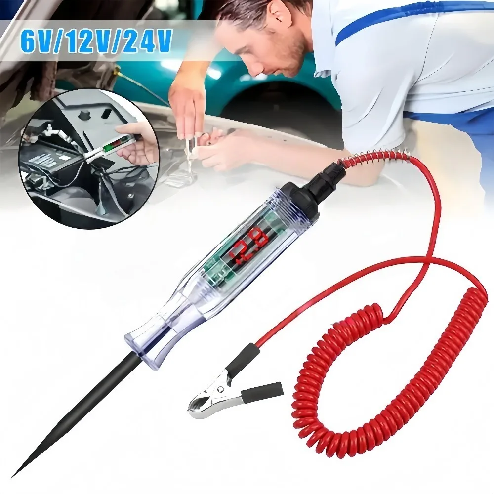 Car Voltage Circuit Tester Multifunction 6V 12V 24V Car Diagnostic Probe Test Pen Digital Display Auto Diagnostic Detector Ligh