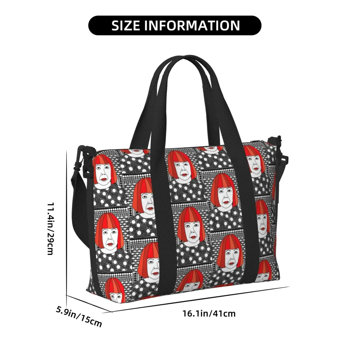 Custom Yayoi Kusama บทคัดย่อ Art Tote กระเป๋าผู้หญิงขนาดใหญ่ความจุ Beach Gym กระเป๋าเดินทางไหล่