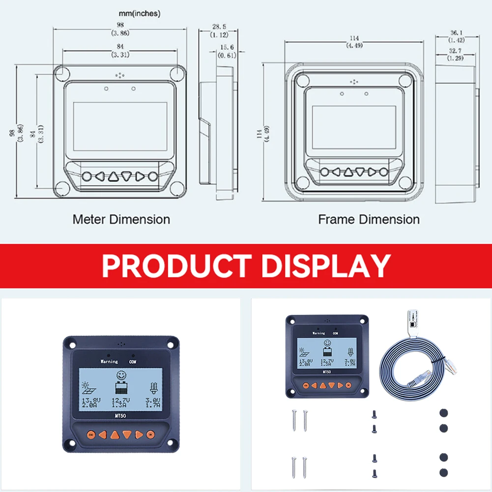 ECGSOLAX MT52 Remote Display for Tracer-AN Tracer-BN TRIRON XTRA Series MPPT Solar Controller and VS-BN PWM EPSOLAR Regulator