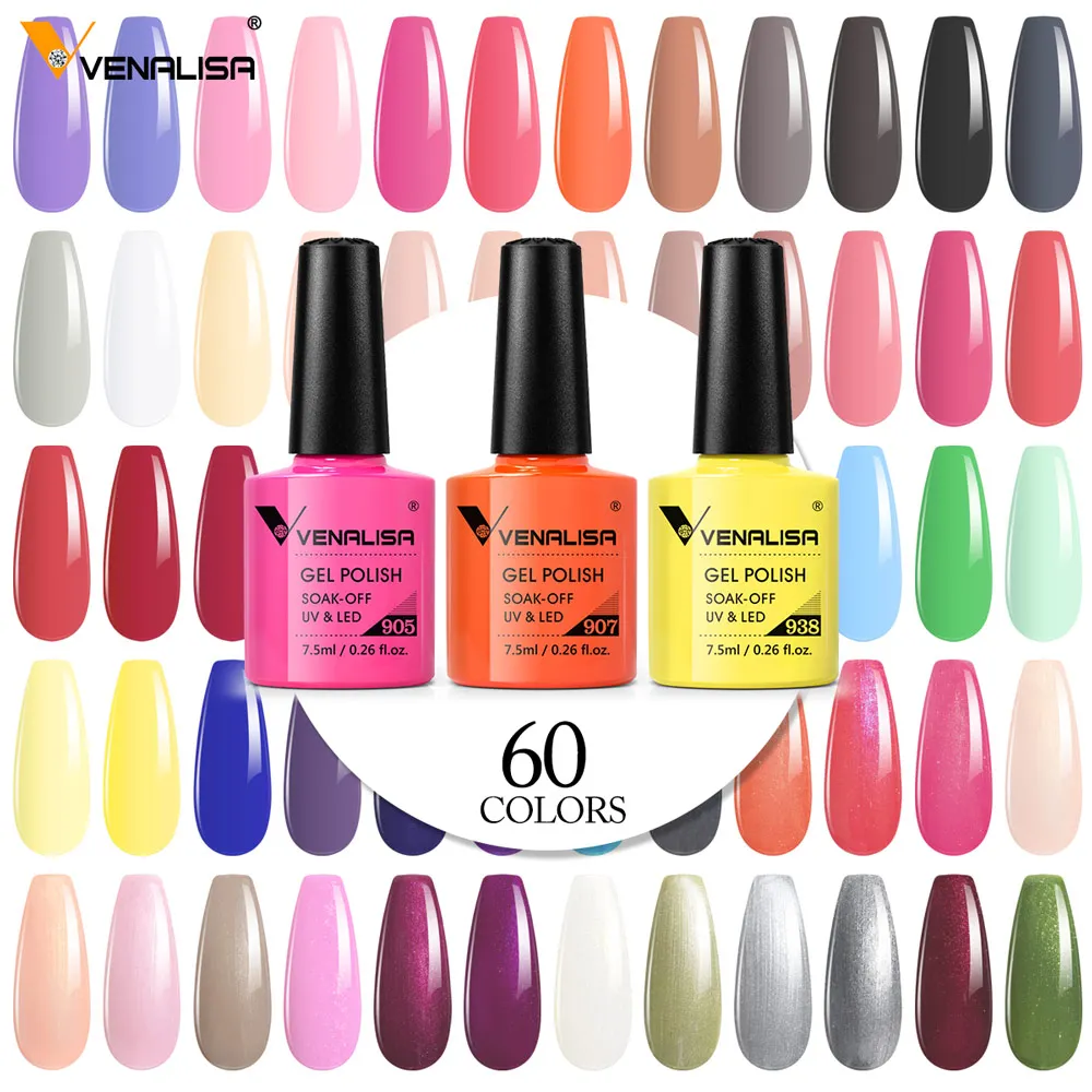 7,5 ml VENALISA Nagel Gel Polnisch Hohe Qualität Nail art Salon 60 Farben Tränken weg vom UV LED Nagel Gel Lack camouflage Farbe Lack