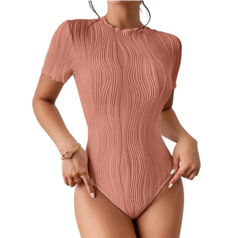 Short Sleeve Bodysuit Women Summer Clothes Bodycon One-pieces Tops White Black Pink Y2k Streetwear Sexy Jumpsuits for Women 2024