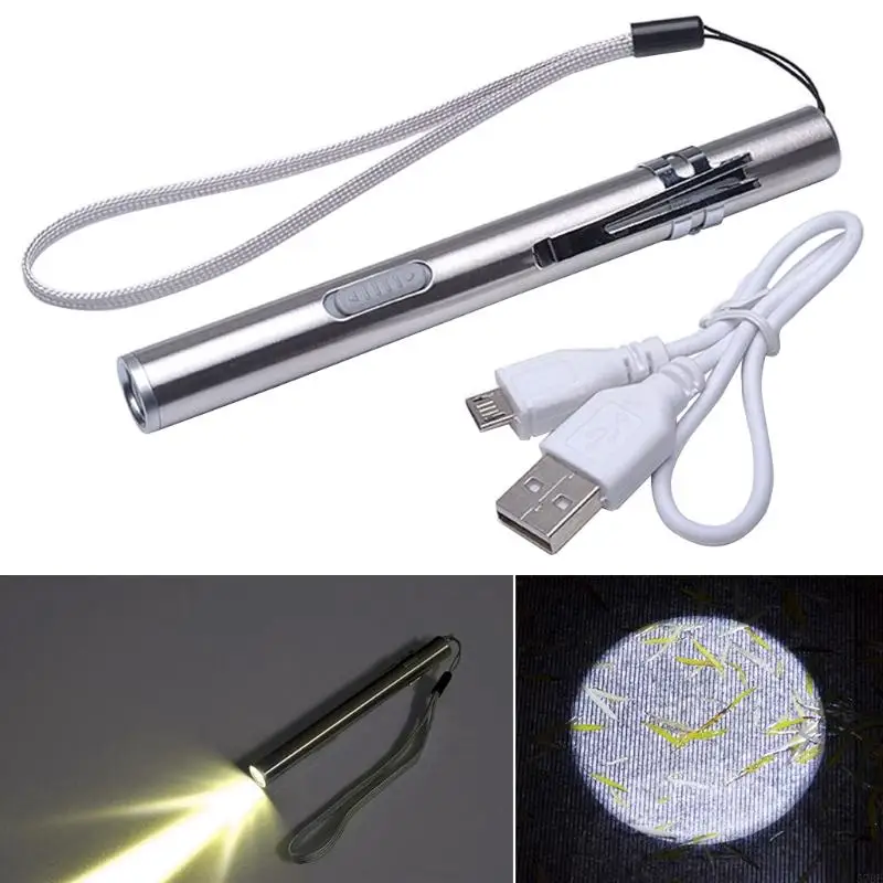 Linterna LED LED LED LOW con puerto USB Puerto carga USB Linterna acero inoxidable longitud acero a largo plazo
