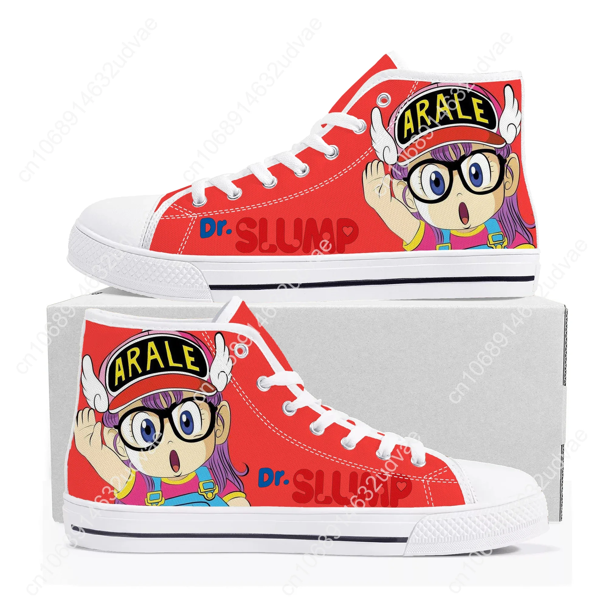 

Arale Dr Slump Высокие туфли Мужские женские подростковые кроссовки Холст Высокое качество Уличные повседневные кроссовки на заказ Пара обуви
