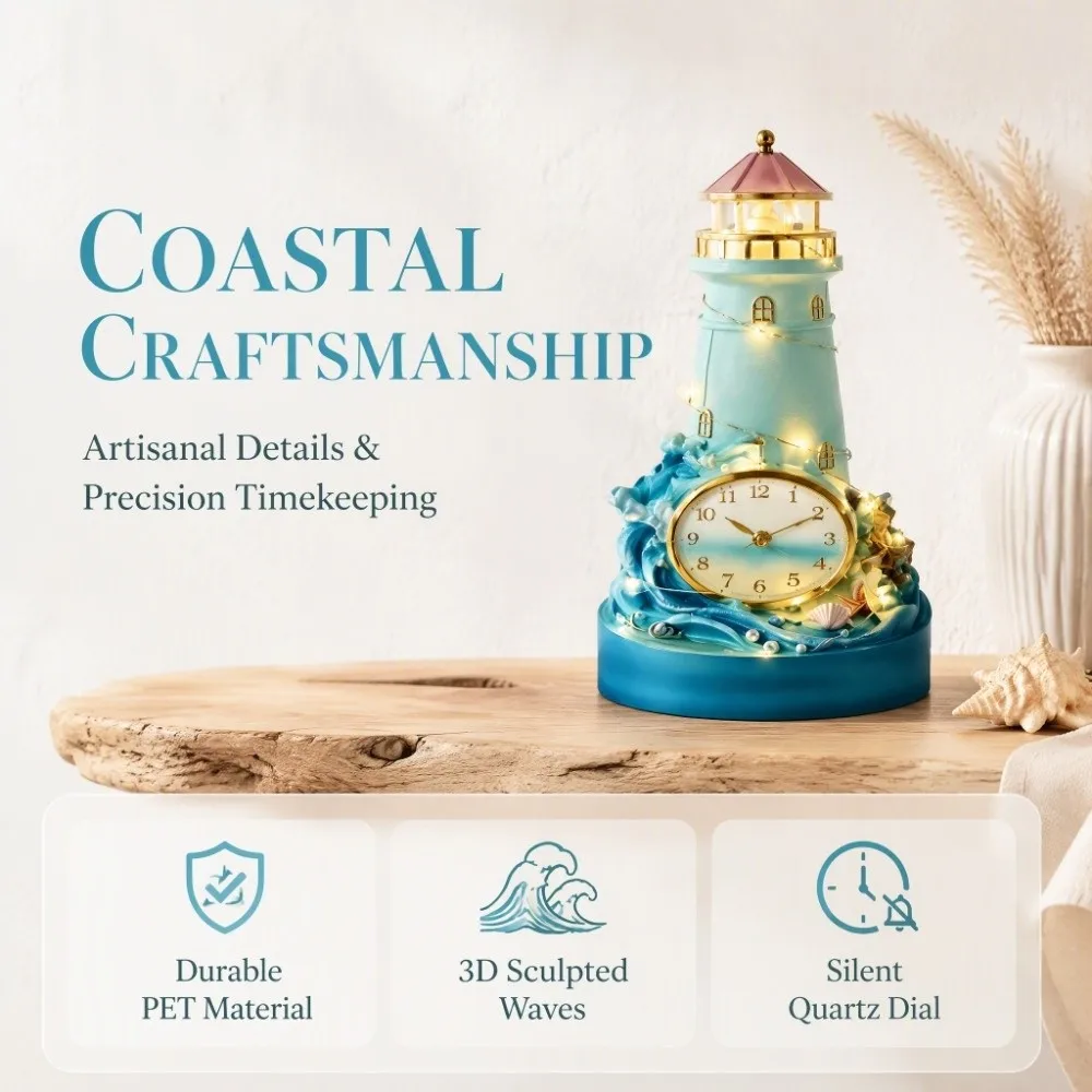 Lighting With Clock Coastal Light Clock Transparency Fashion Coastal Glow Clock Creativity 20cm Lighthouse Bedroom