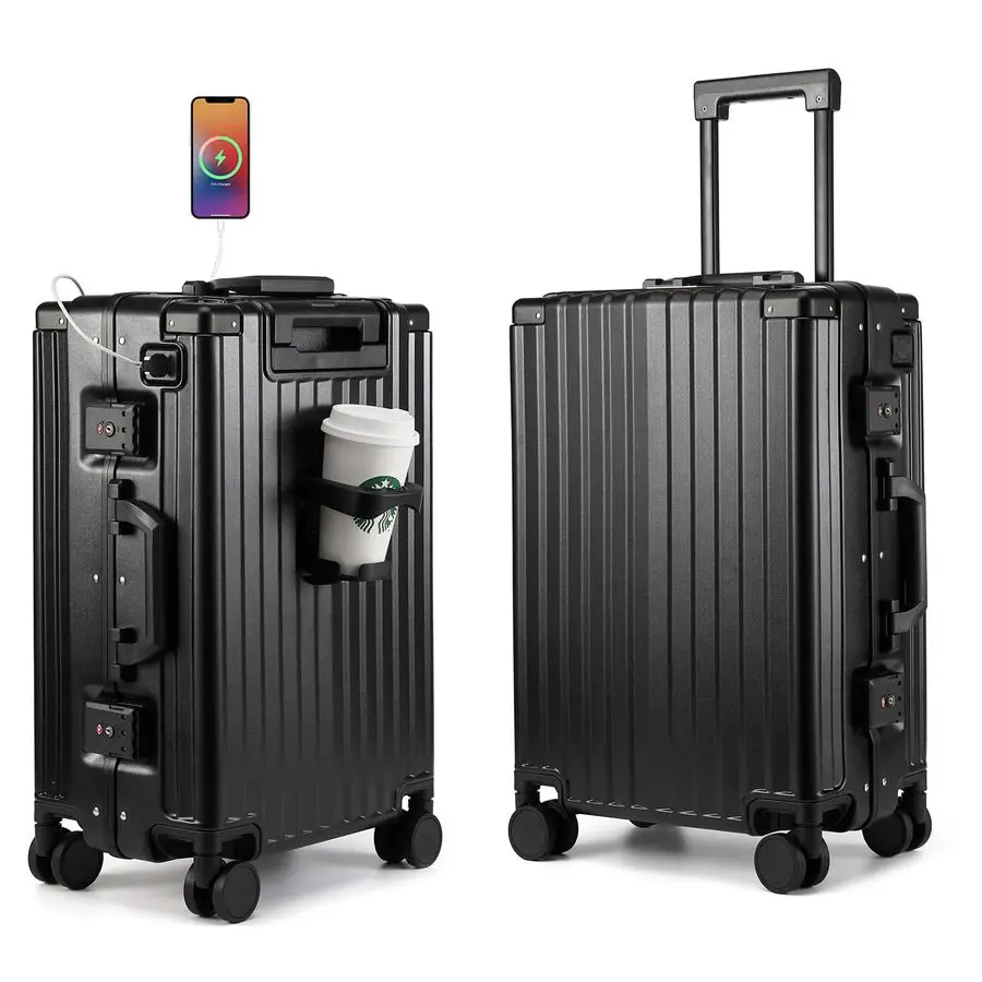 

Чемодан для ручной клади 22x14x9, одобренный авиакомпанией, 20-дюймовый алюминиевый чемодан с 100 3-слойными ПК, чемоданы для ручной клади с колесами, чашка H