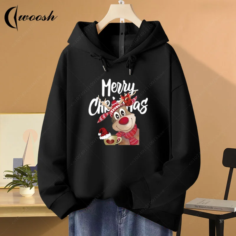 

Merry Christmas Santa Claus Hoodie Men Sports Shirt Retro Trend Loose Hooded Crew Neck Hoodie Cotton Printing Long Sleeved Tops