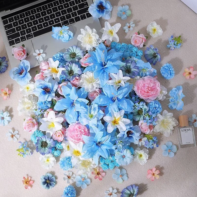 21/52 Stück blaue künstliche Blumenköpfe aus Seide, künstliche Blumen für Zuhause, Raumdekoration, Hochzeit, Dekoration, Basteln, Geschenke, Zubehör – Detail 6