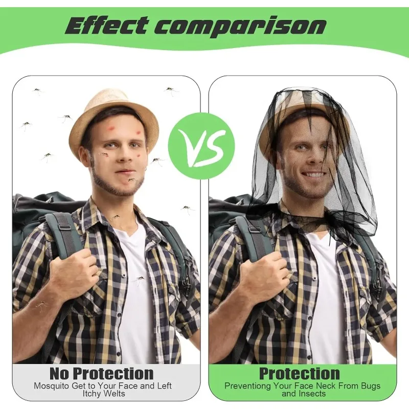 New Mosquito Net Head Face Neck Protector Fly Netting Hood By Bugs Gnats Noseeums Screen Net for Outdoor Lover Extra Fine Holes