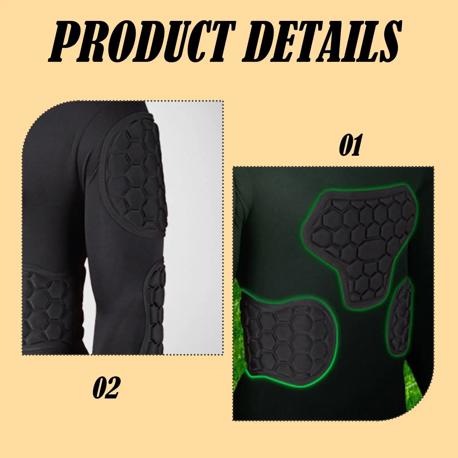 Camisa de compressão de futebol acolchoada masculina com proteção aprimorada de baço manga comprida