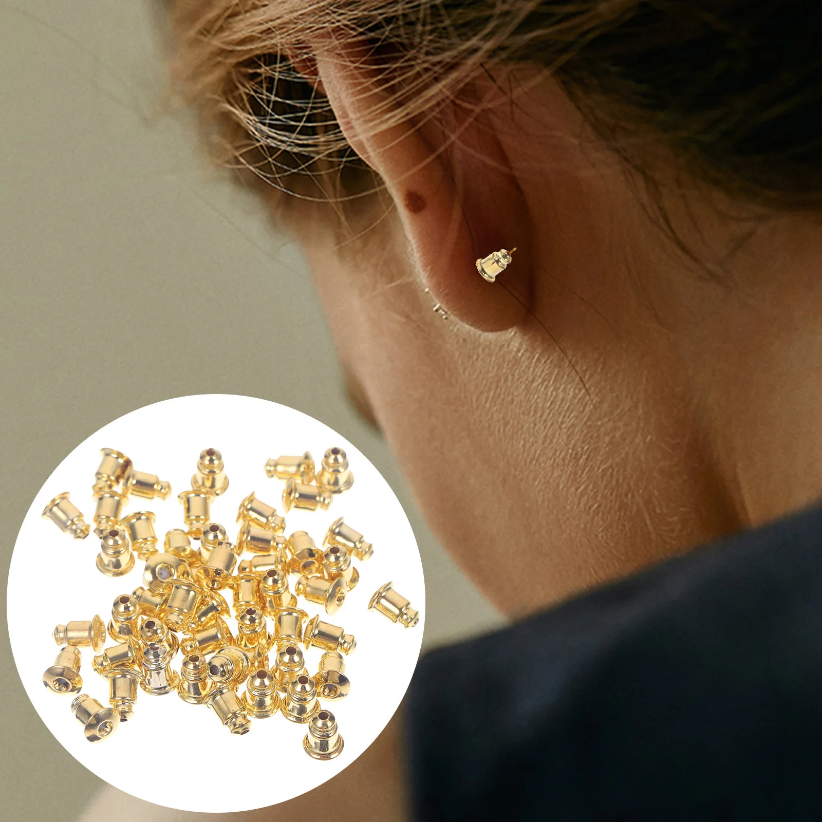 

50pcs Earring Backs Copper Antislip For Studs Hypoallergenic Locking Heavy Support Large Ear Ring Backs Jewelry Making