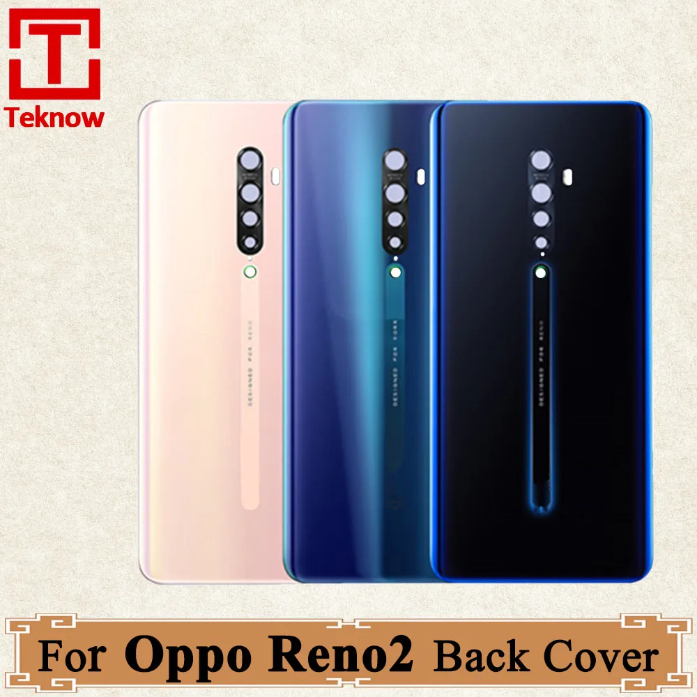 Original New Back Battery Cover For Oppo Reno2 Door Housing Case Rear Glass Replacement For Reno 2 PCKM70 PCKT00 PCKM00 CPH1907