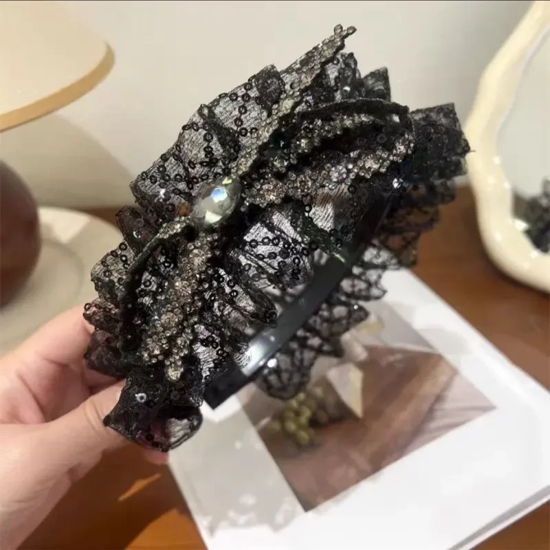 

Ladies Sequins Mesh Hairband New Headwear Korean Style Rhinestone Bow Hair Styling Tools Women Hair Accessories Female Hair Clip