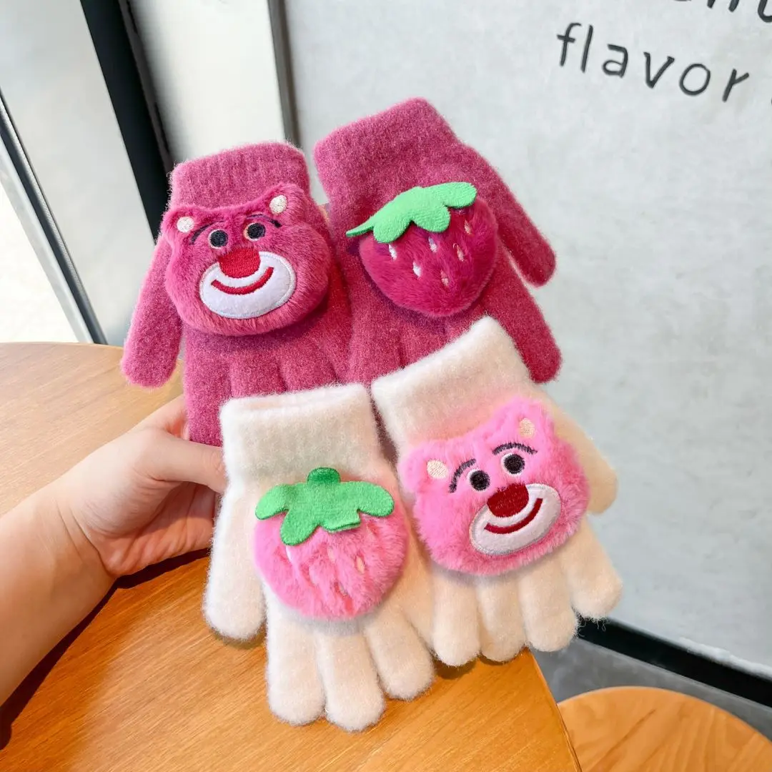 

New Losto Gloves Anime Cute Kawaii Knitted Glove Winter Warm Children's Outdoor Mittens Christmas Present For 3-8 Years Old