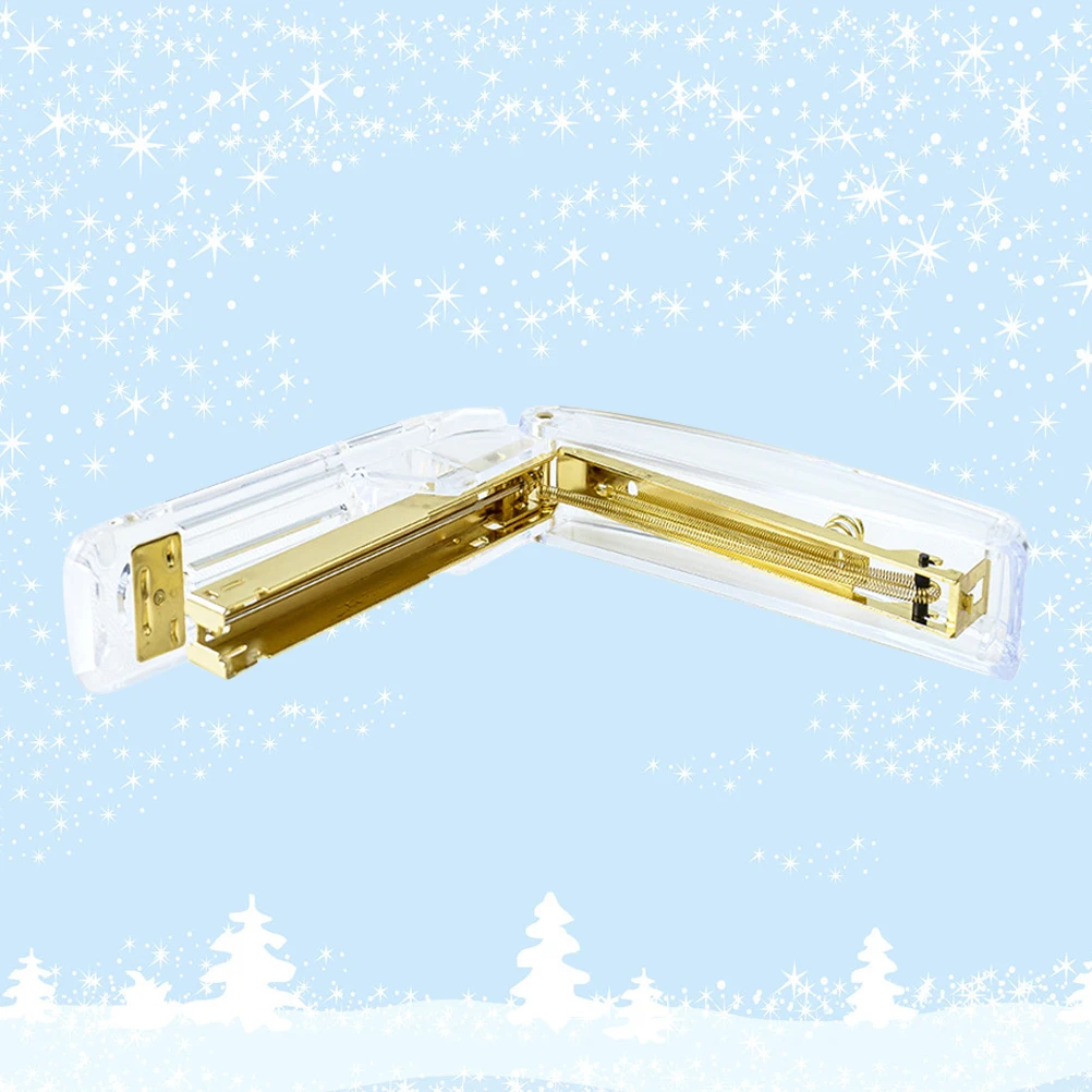 Mini Stapler 20pcs Portable Plastic Stapler Manual Book Sewer for Office Home School Compact Lightweight Transparent Design