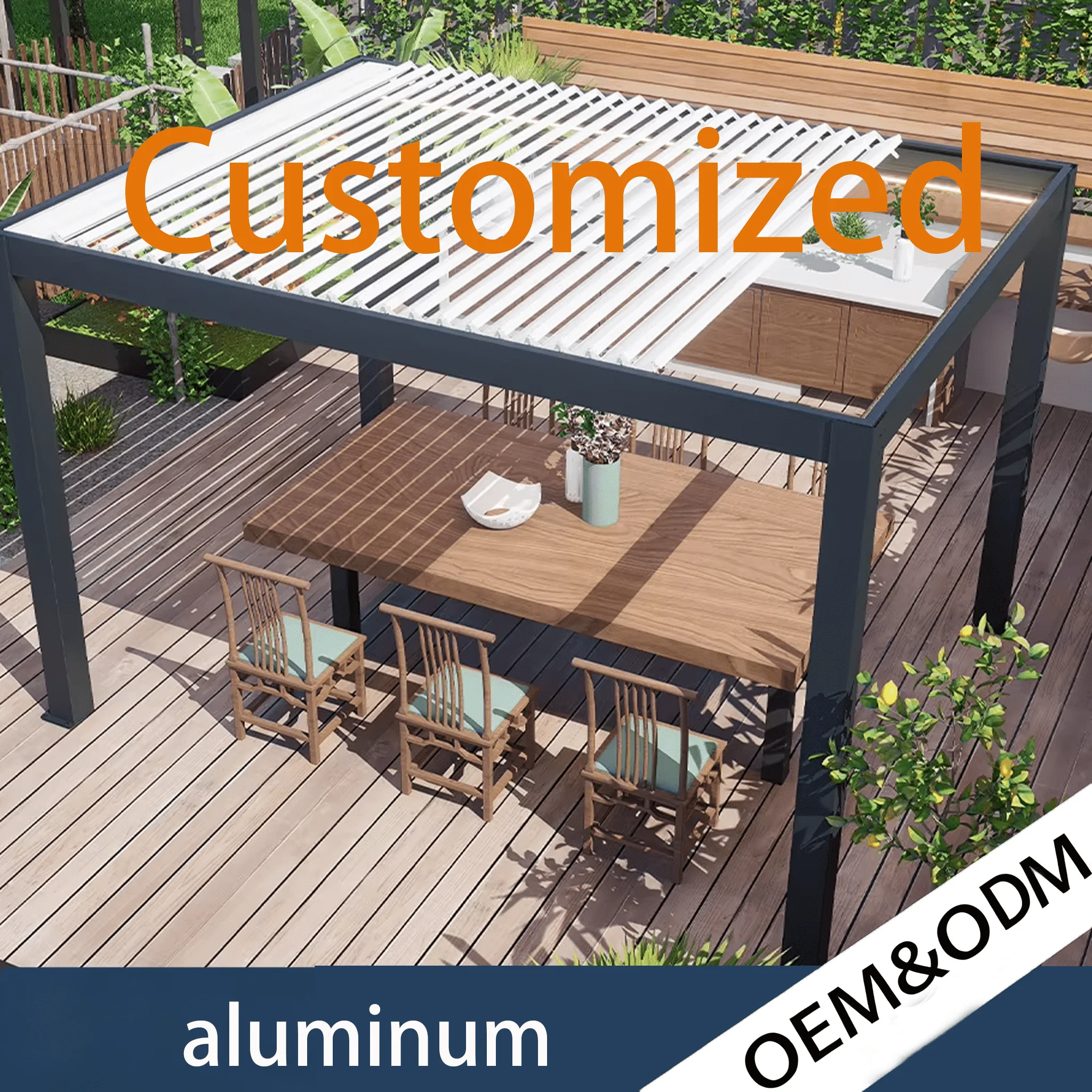 Retractable Waterproof Roof Electric Aluminum Louver Pergola Built In LED Lights Premium Shelter For Home Garden Backyard Patio