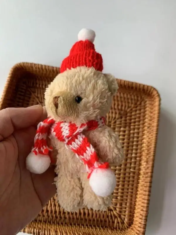 45be Gấu sang trọng đáng yêu với chiếc mũ Giáng sinh Khăn nhồi động vật mềm Plushie Bear Bead búp bê đồ chơi cho trẻ Quà tặng