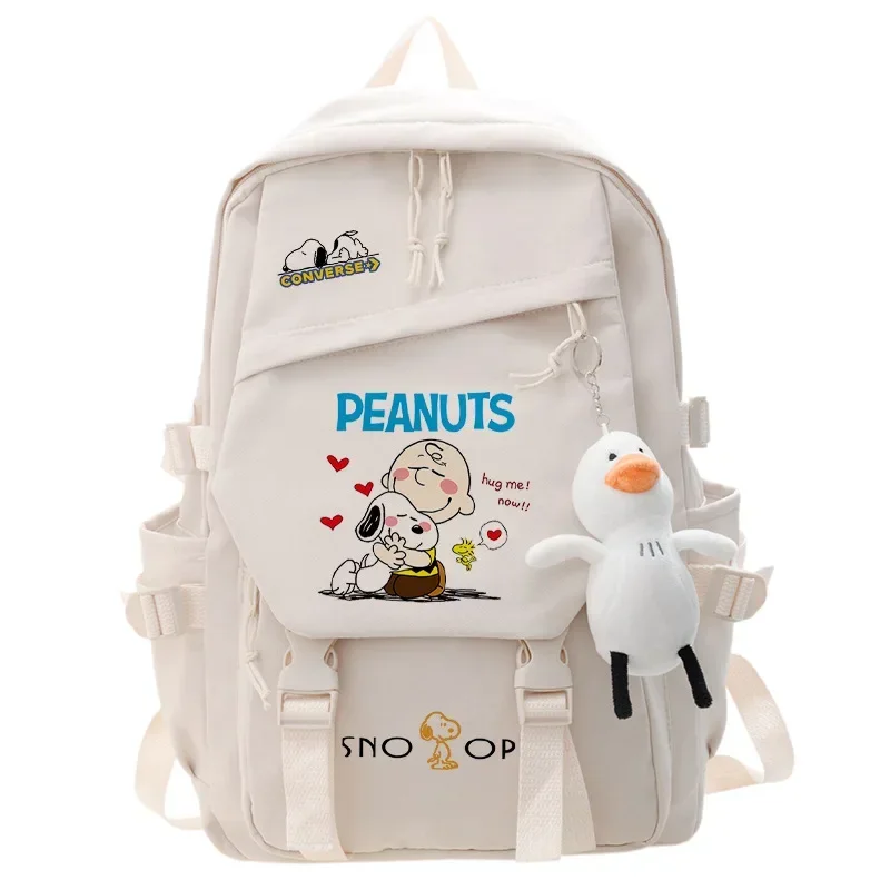 Mochila escolar de gran capacidad para estudiantes de Snoopy, bolso de hombro de viaje para hombre y mujer, bolso de nailon