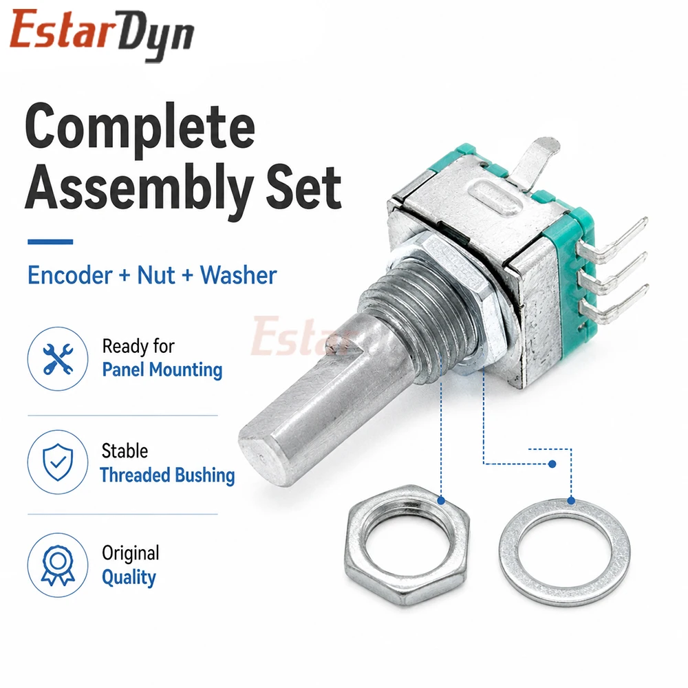 Estardyn 1/2/5pcs EC11 Rotary Encoder Code Switch with Push Button 5 Pin 20mm Handle Audio Digital Potentiometer