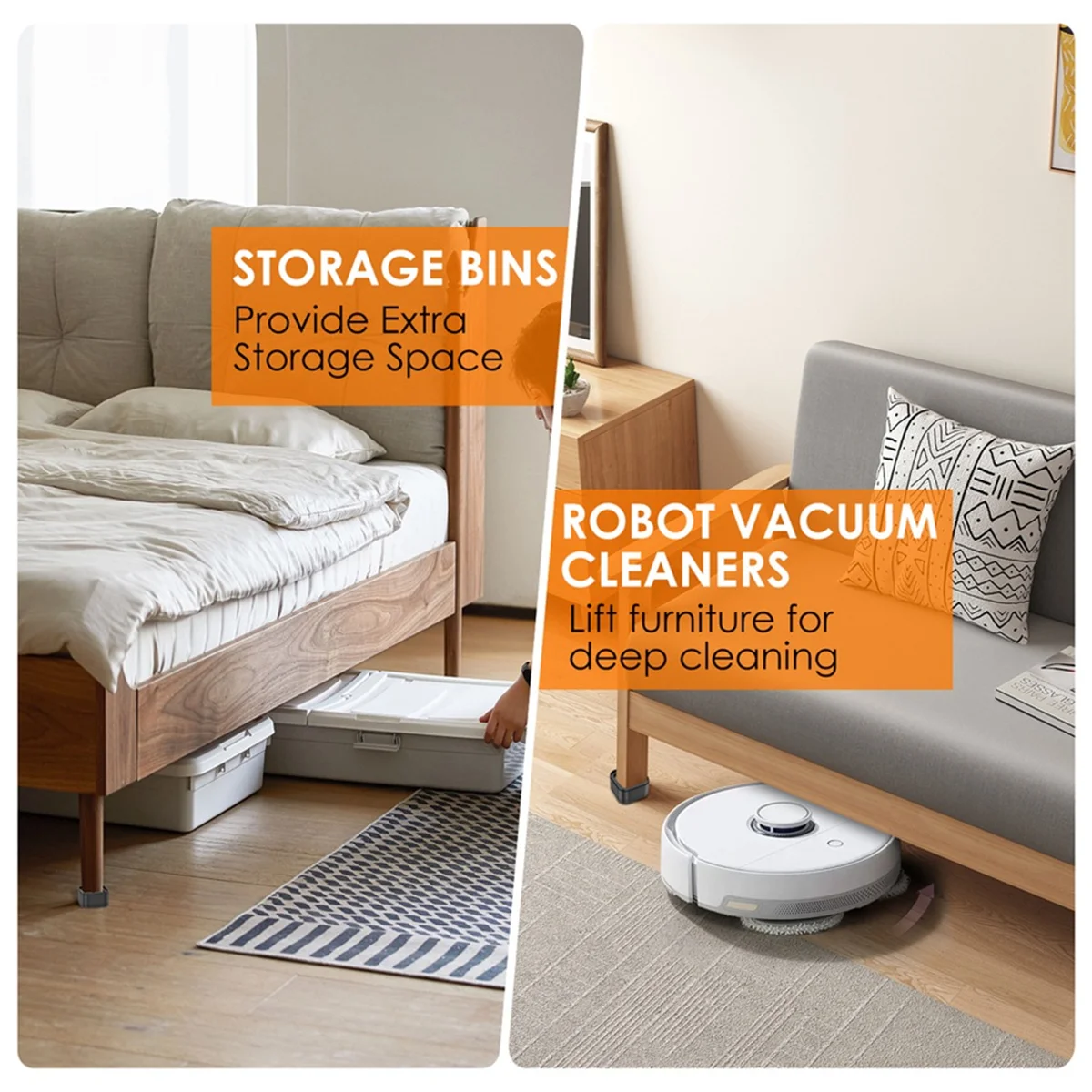 【New User Coupon】8 Pcs Furniture Risers Heavy Duty Bed Chair Table Heightening Foot Pad Non-Slip Floor Furniture