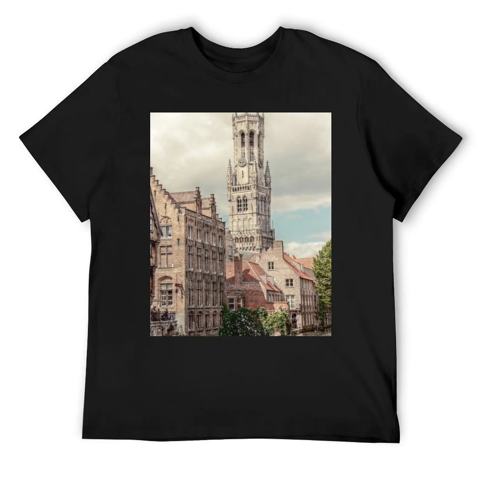 Belfry The Tower Bruges Romantic Canal T-Shirt quick drying korean fashion mens white t shirts