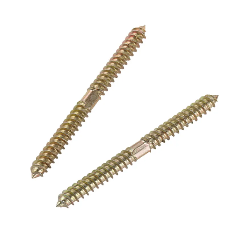 20/30/50/100pcs Carbon Steel Hanger Bolt Wood To Metal Dowels Double Ended Furniture Fixing Self Tapping Screws Wood Thread Stud