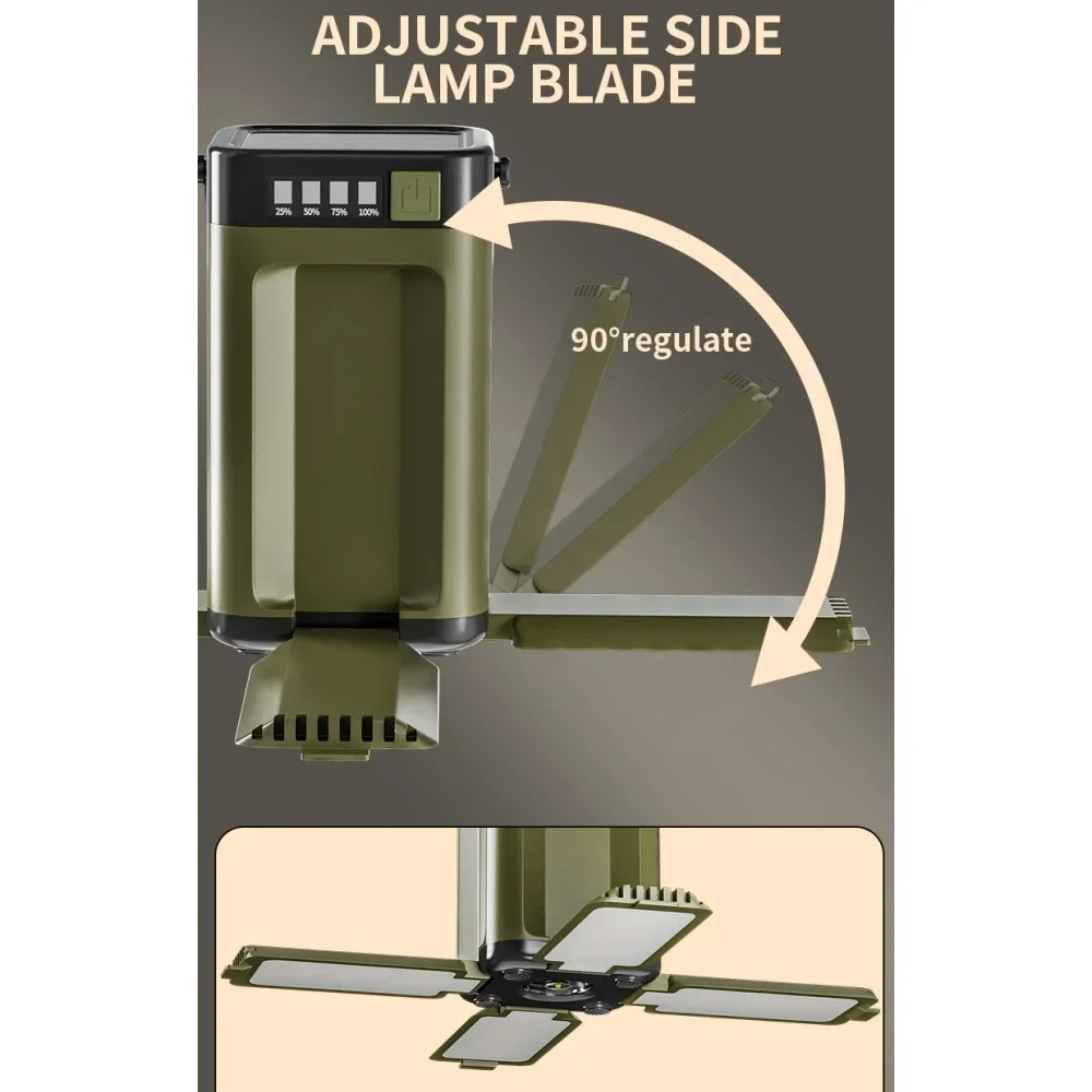 Solar Outdoor Portable Camping Light Solar Charging Foldable 2000mah Power Bank Intelligent Display Portable Hanging Tent Light