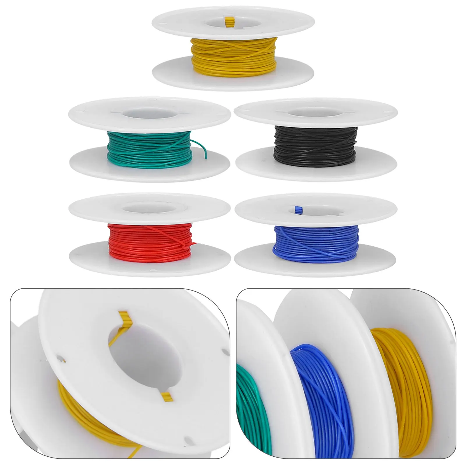 5 Rolls Heat Resistant Silicone Sleeve Cable Copper Electrical Wire Flexible Soft Connection Wire for DIY Electrical Home Repair