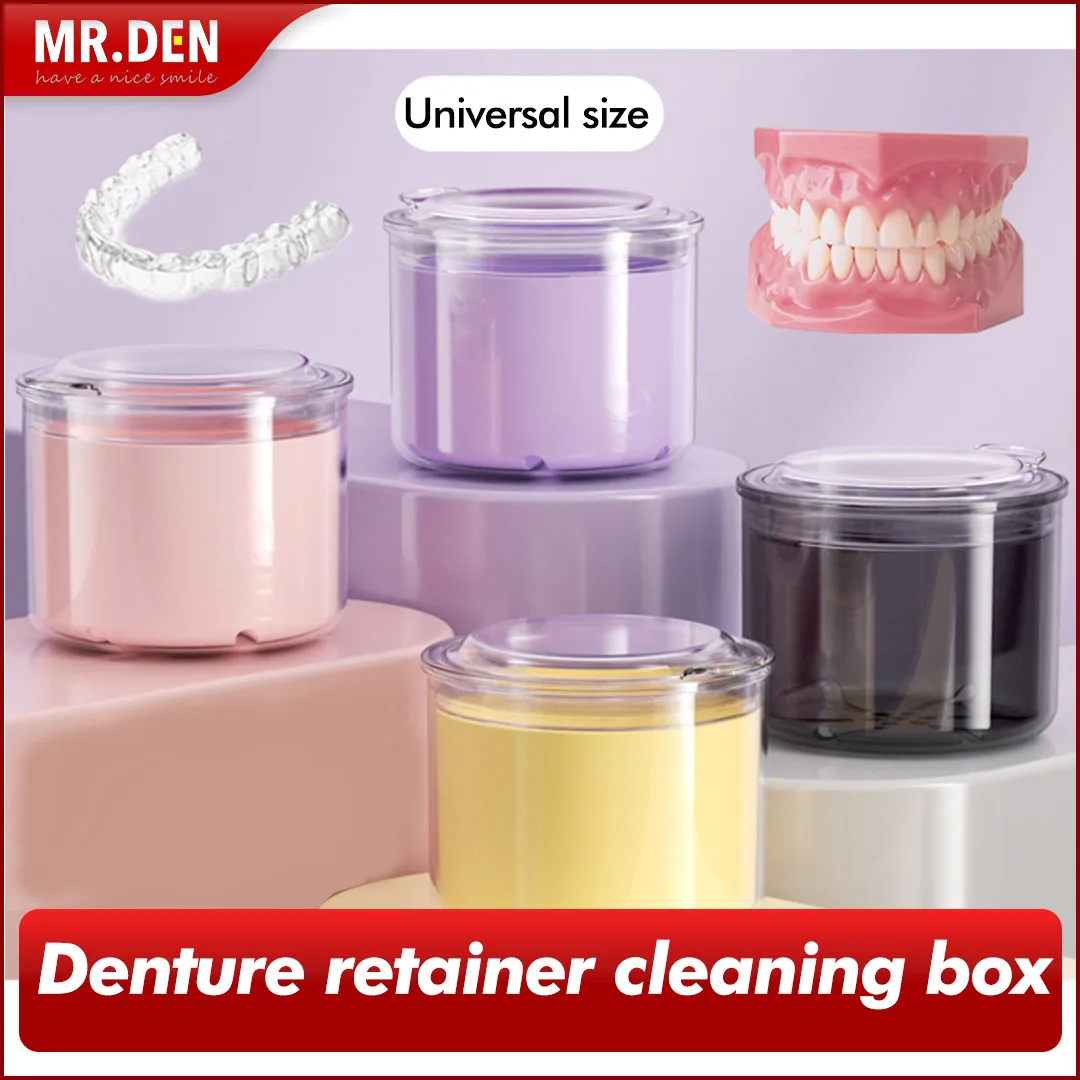 

MRDEN Wholesales Large Capacity Retainer Storage Box Denture Cleaning Storage Box Orthodontic Retainer Soak Drain Cleaning Box