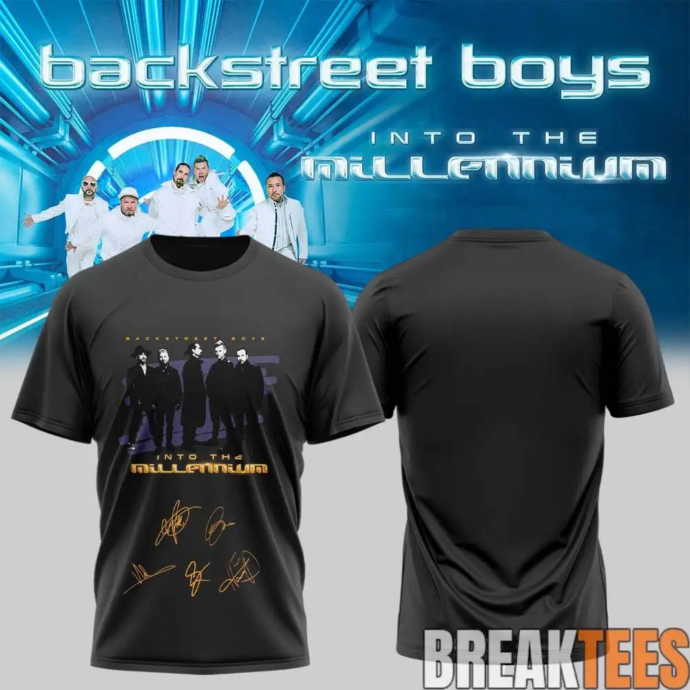 Backstreet Boys Into The Millennium Tour Signature Graphic T-Shirt, Pop Band Unisex Short Sleeve Retro Concert Fan Tee