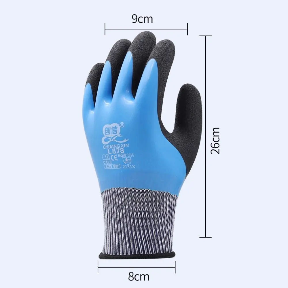جديد مقاوم للماء قفازات أمان العمل المضادة للانزلاق مقاومة للاهتراء قفازات الحديقة المطاط المغلفة قفازات العمل حماية العمال